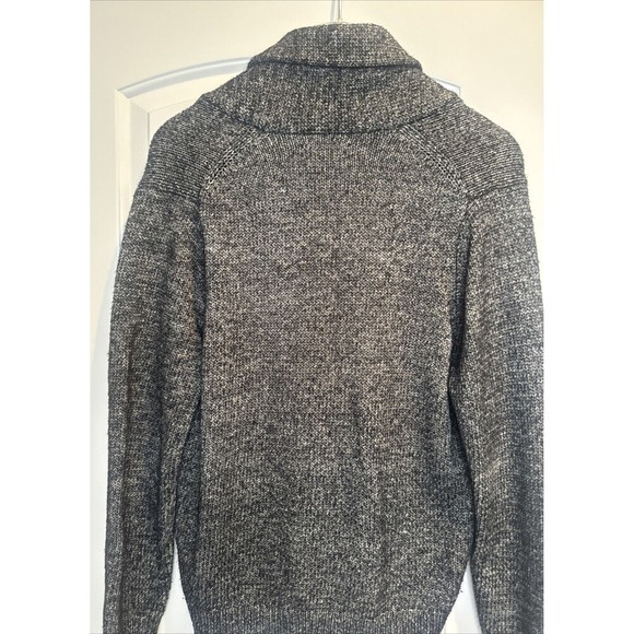 Nordstrom Mens Shop BLACK GRAY Cowl Neck Cardigan Pockets Grandpa Style Sz L - Picture 5 of 9